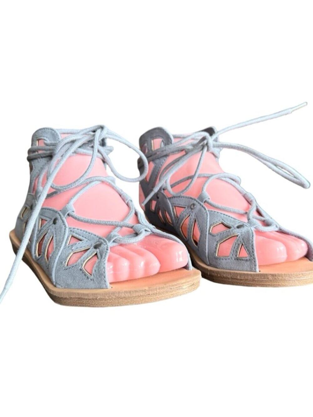 Target Mossimo Boho Lace Up Gladiator Cutout Sandals Blue Suede Size 5.5